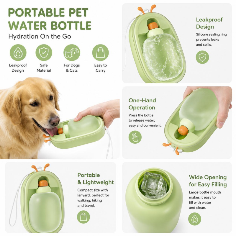 Antler-Shaped Dog Water Bottle – Portable, Leak-Proof