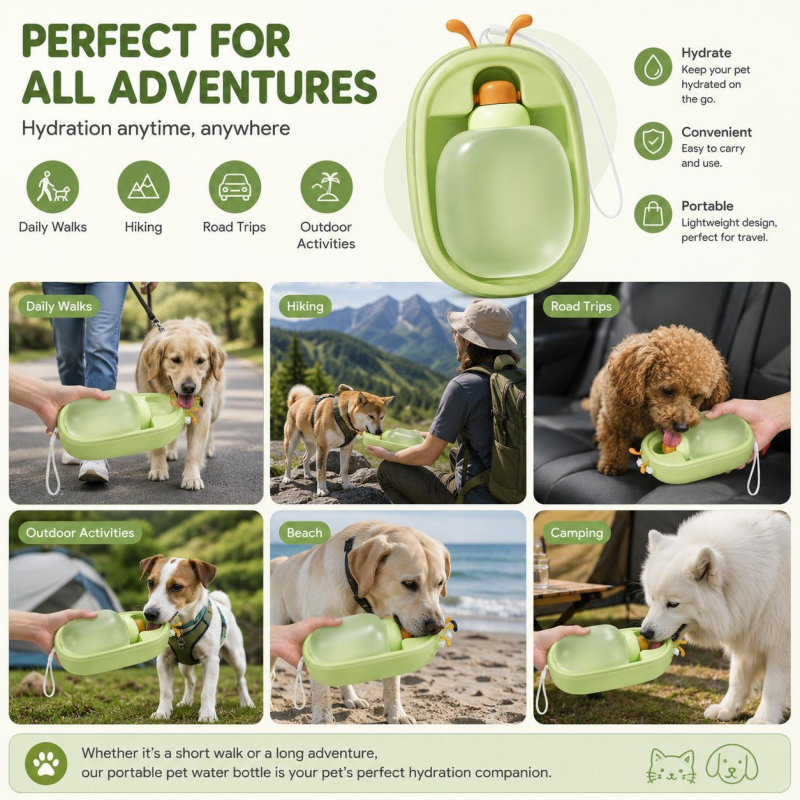 Antler-Shaped Dog Water Bottle – Portable, Leak-Proof