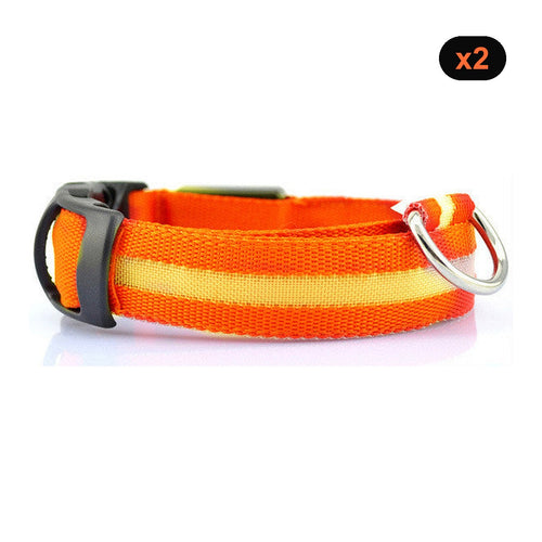 2x LED light up dog collars duo pack
