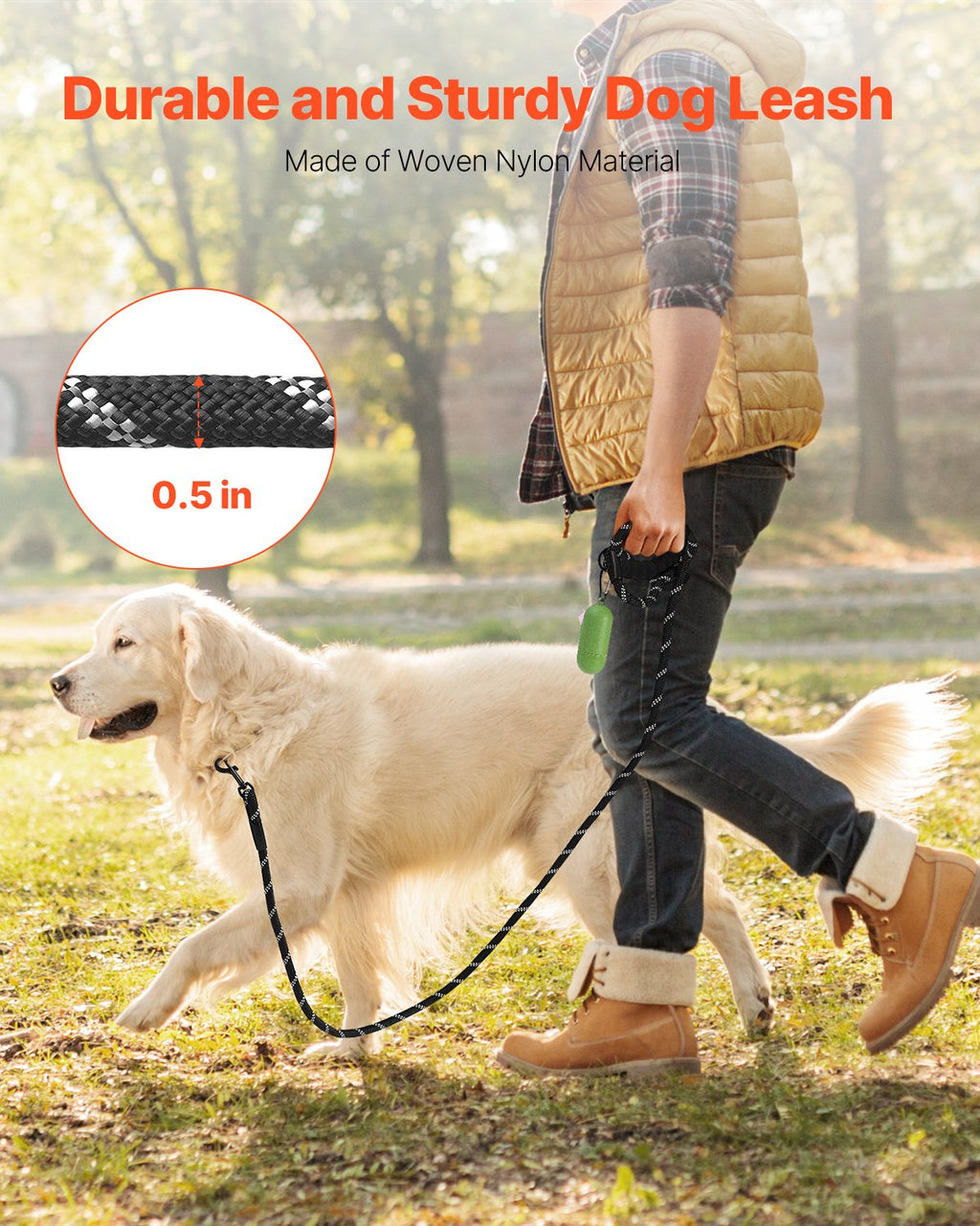 6ft Heavy-Duty Reflective Dog Leash – Reinforced Grip