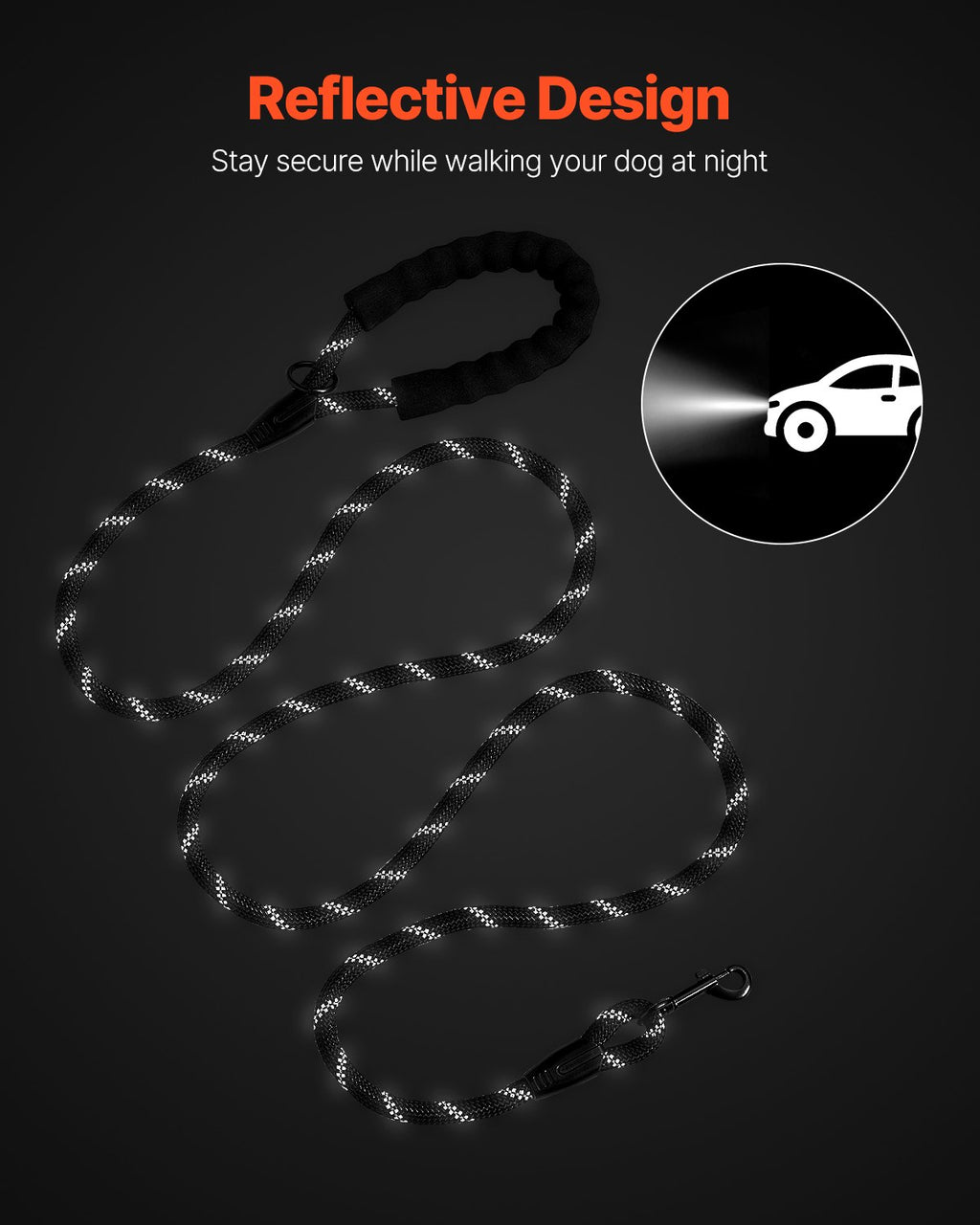 6ft Heavy-Duty Reflective Dog Leash – Reinforced Grip