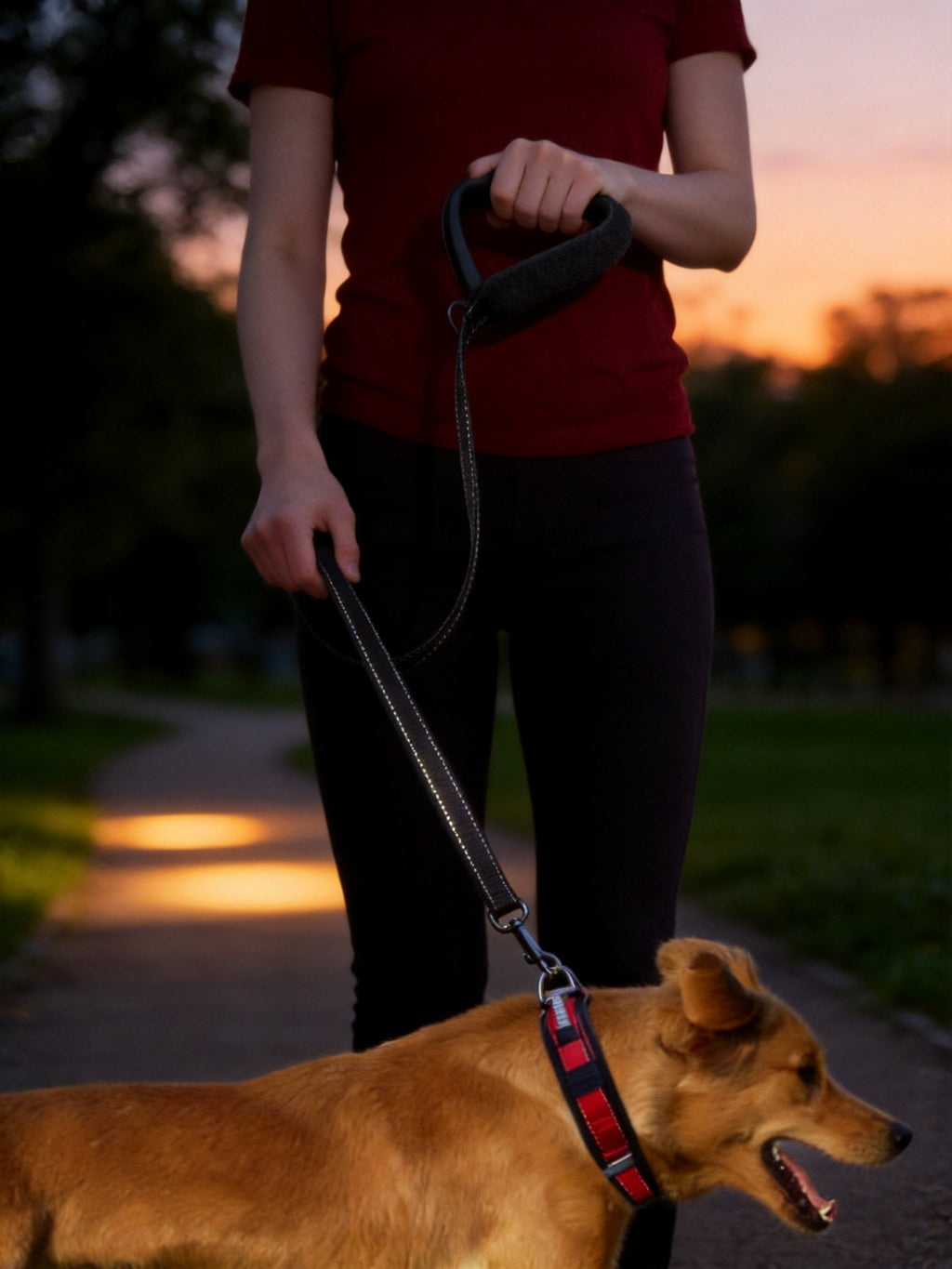 Dual-Handle Reflective Dog Leash – 6ft Padded Traffic Leash for Night Walks